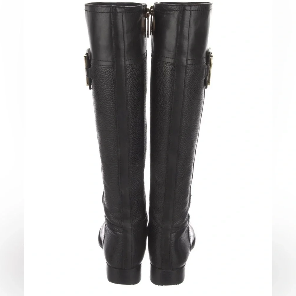 Tory Burch Women’s Julian Tall Black/Gold Leather Riding Boots Size 5 MSRP $495